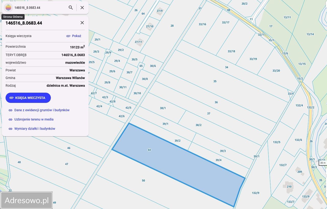 Działka budowlana Warszawa Wilanów