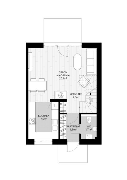 dom szeregowy, 3 pokoje Gdańsk Chełm, ul. Damazego Tilgnera. Zdjęcie 6