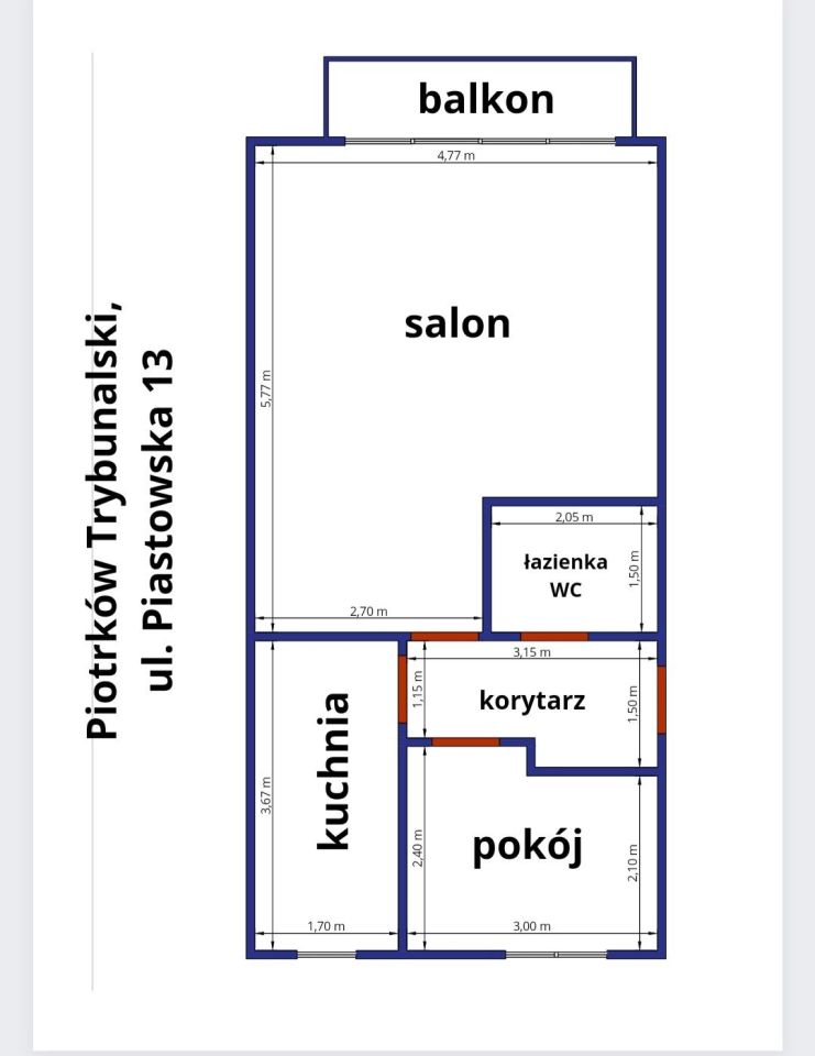 Mieszkanie 3-pokojowe Piotrków Trybunalski, ul. Piastowska. Zdjęcie 1