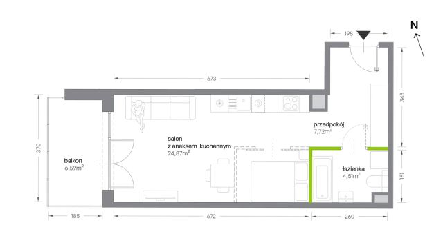 Mieszkanie 1-pokojowe Kraków Krowodrza, ul. Żabiniec. Zdjęcie 7