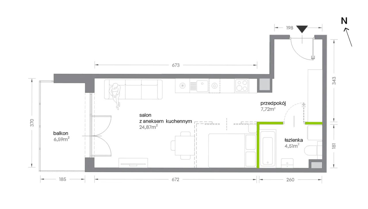 Mieszkanie 1-pokojowe Kraków Krowodrza, ul. Żabiniec. Zdjęcie 7