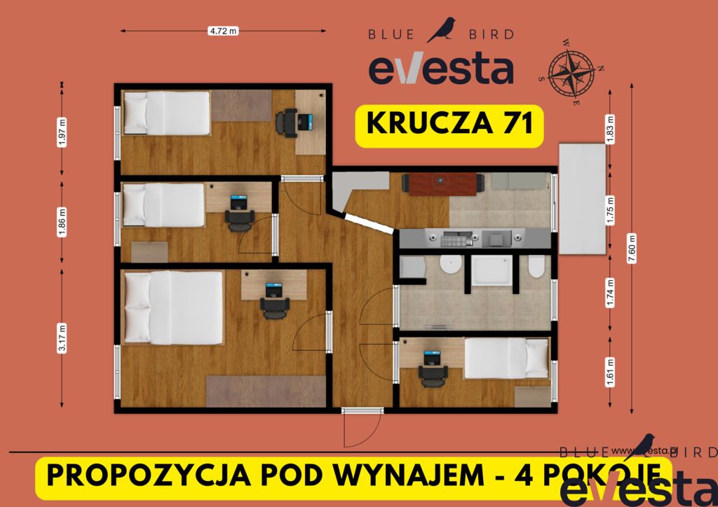 Mieszkanie 3-pokojowe Wrocław, ul. Krucza. Zdjęcie 15