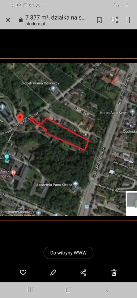 Działka rolno-budowlana Sosnowiec Zagórze, ul. ks. Jerzego Popiełuszki