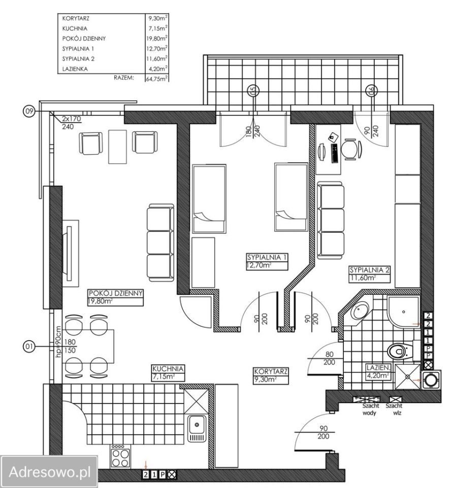 Mieszkanie 3-pokojowe Kraków Ruczaj, ul. Raciborska. Zdjęcie 12