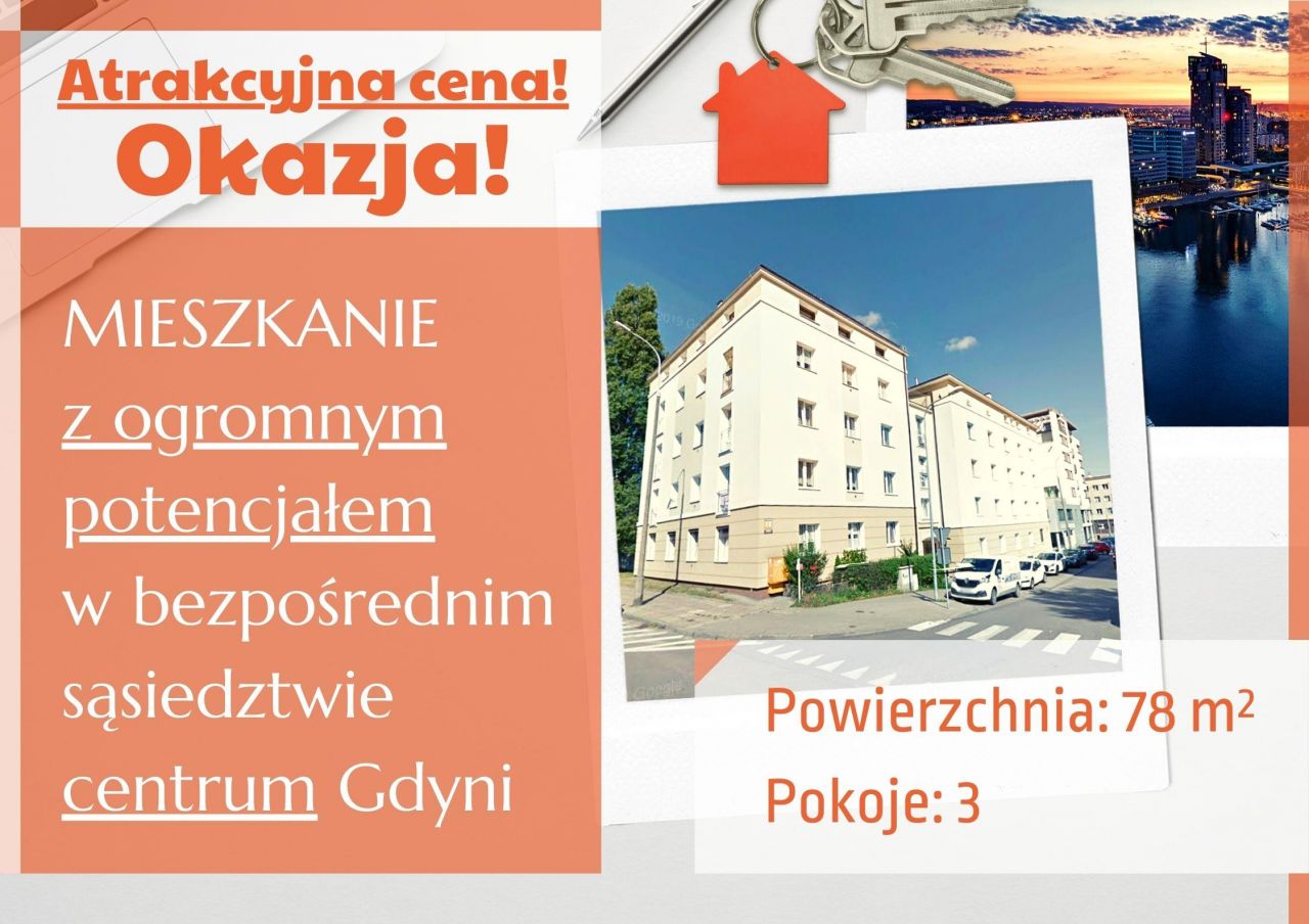 Mieszkanie 3-pokojowe Gdynia Grabówek, ul. kmdr. Przybyszewskiego