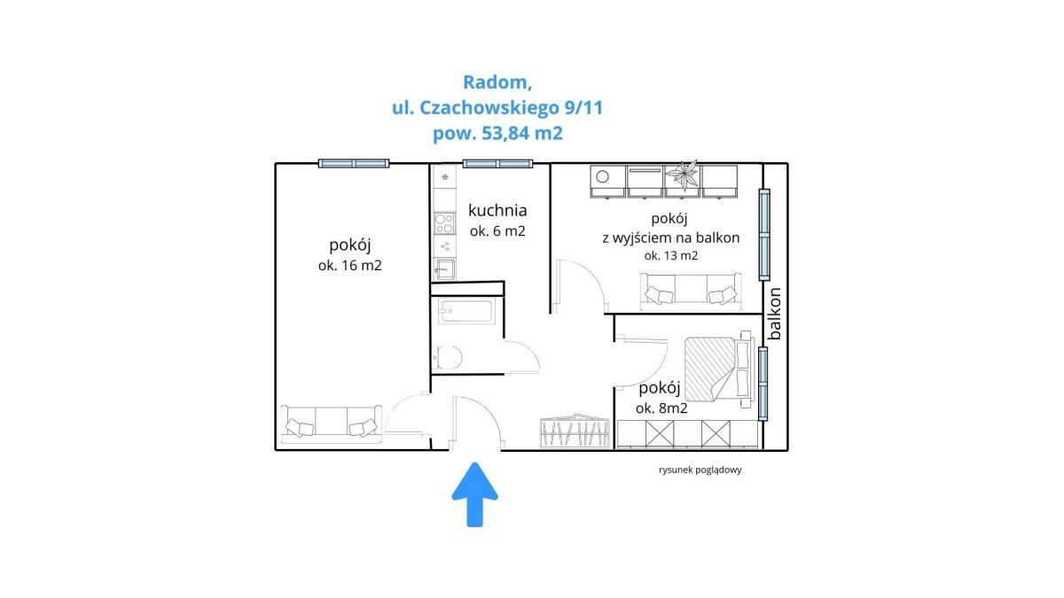 Mieszkanie 3-pokojowe Radom, ul. Dionizego Czachowskiego. Zdjęcie 9