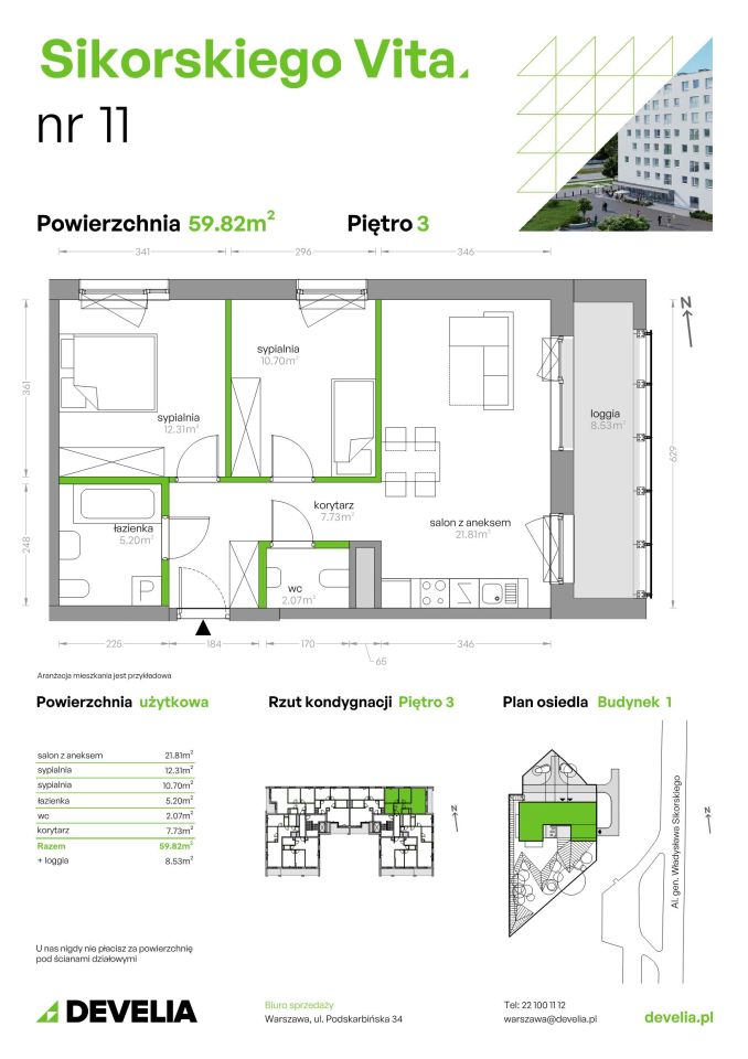 Mieszkanie 3-pokojowe Warszawa Mokotów, al. gen. Władysława Sikorskiego. Zdjęcie 9