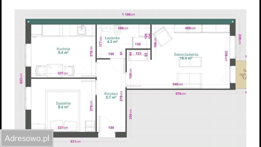 Mieszkanie 2-pokojowe Głubczyce, ul. Niepodległości. Zdjęcie 8