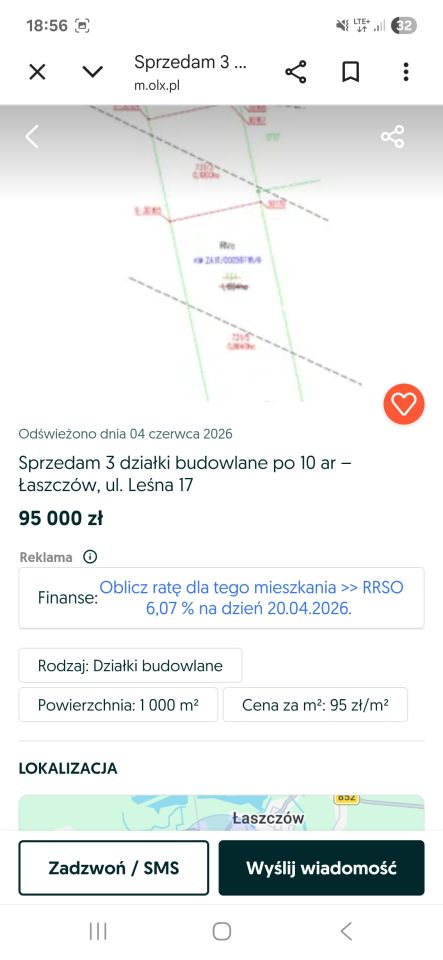Działka rolno-budowlana Łaszczów, Brak. Zdjęcie 1