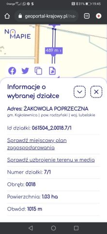 Działka rolna Żakowola Poprzeczna. Zdjęcie 1