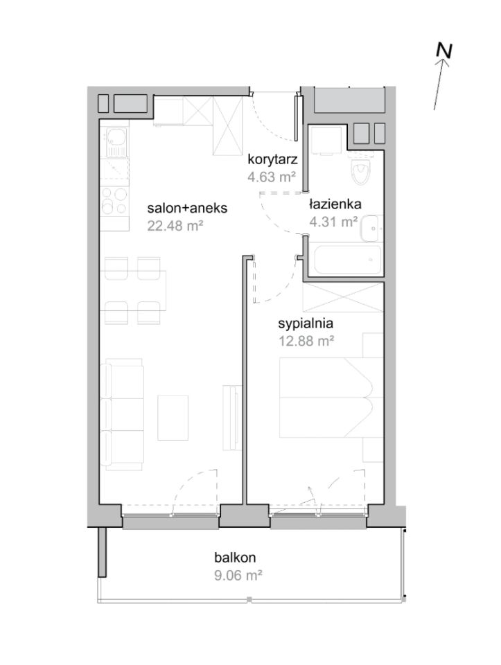 Mieszkanie 2-pokojowe Wrocław Tarnogaj, ul. Piękna. Zdjęcie 7