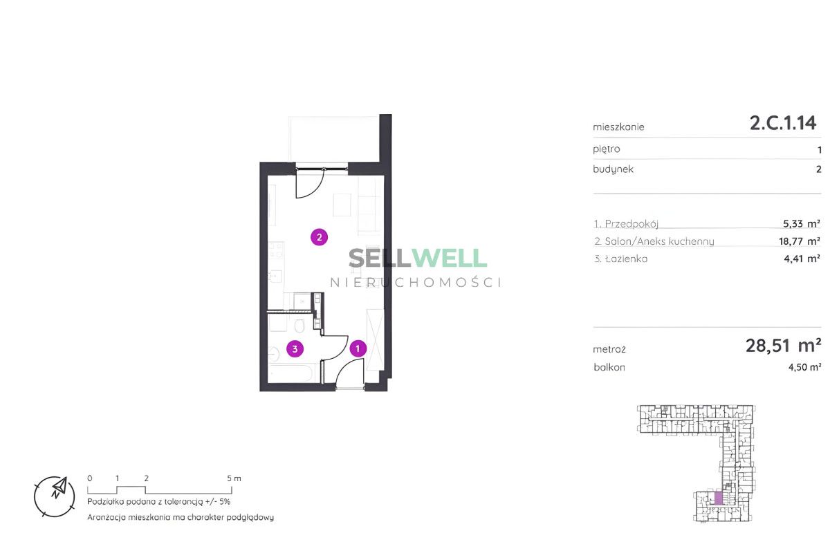 Mieszkanie 1-pokojowe Łódź Polesie, al. 1 Maja. Zdjęcie 4