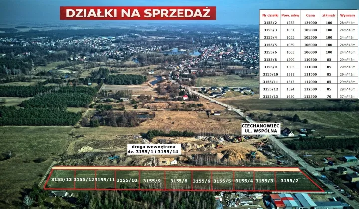 Działka budowlana Ciechanowiec, ul. Wspólna