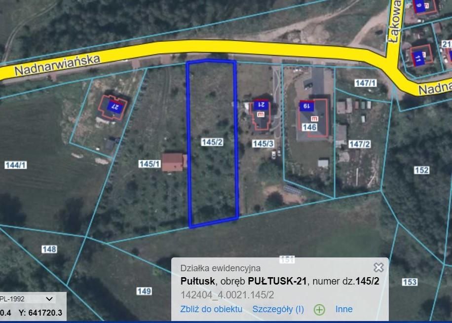 Działka budowlana Pułtusk Popławy, ul. Nadnarwiańska. Zdjęcie 2