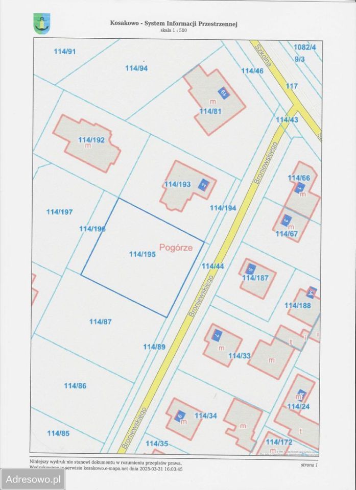 Działka budowlana Pogórze, ul. Władysława Broniewskiego