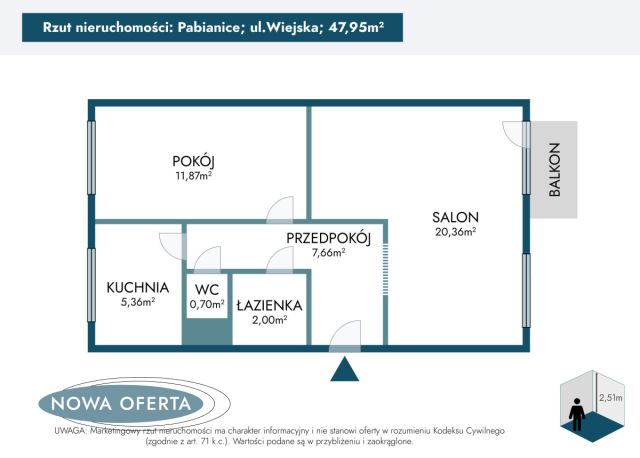 Mieszkanie 2-pokojowe Pabianice, ul. Wiejska. Zdjęcie 21