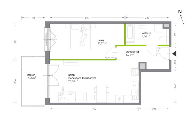 Mieszkanie 2-pokojowe Kraków Krowodrza, ul. Żabiniec. Zdjęcie 7