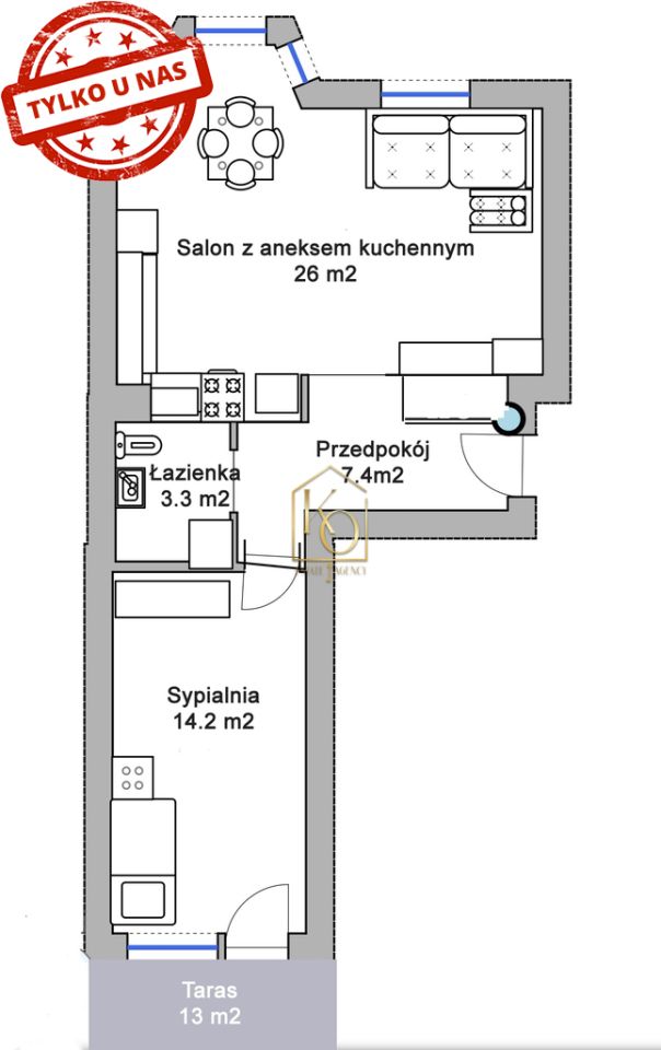 Mieszkanie 2-pokojowe Wrocław Partynice, ul. gen. Stanisława Maczka. Zdjęcie 15