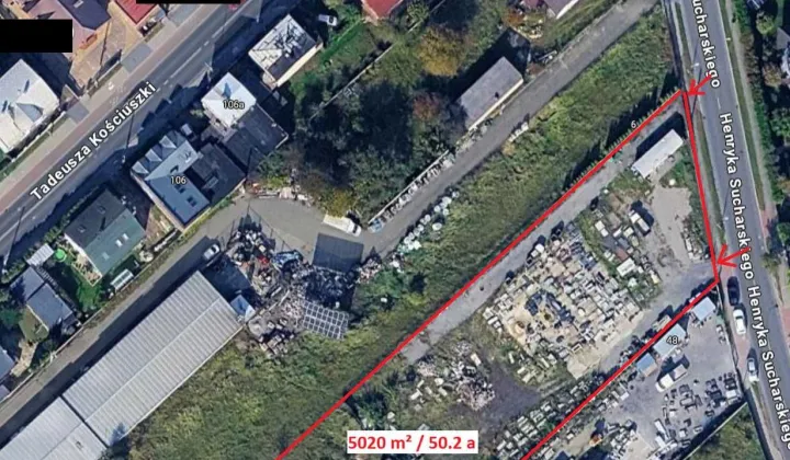 Działka inwestycyjna Myszków Centrum, ul. Majora Sucharskiego