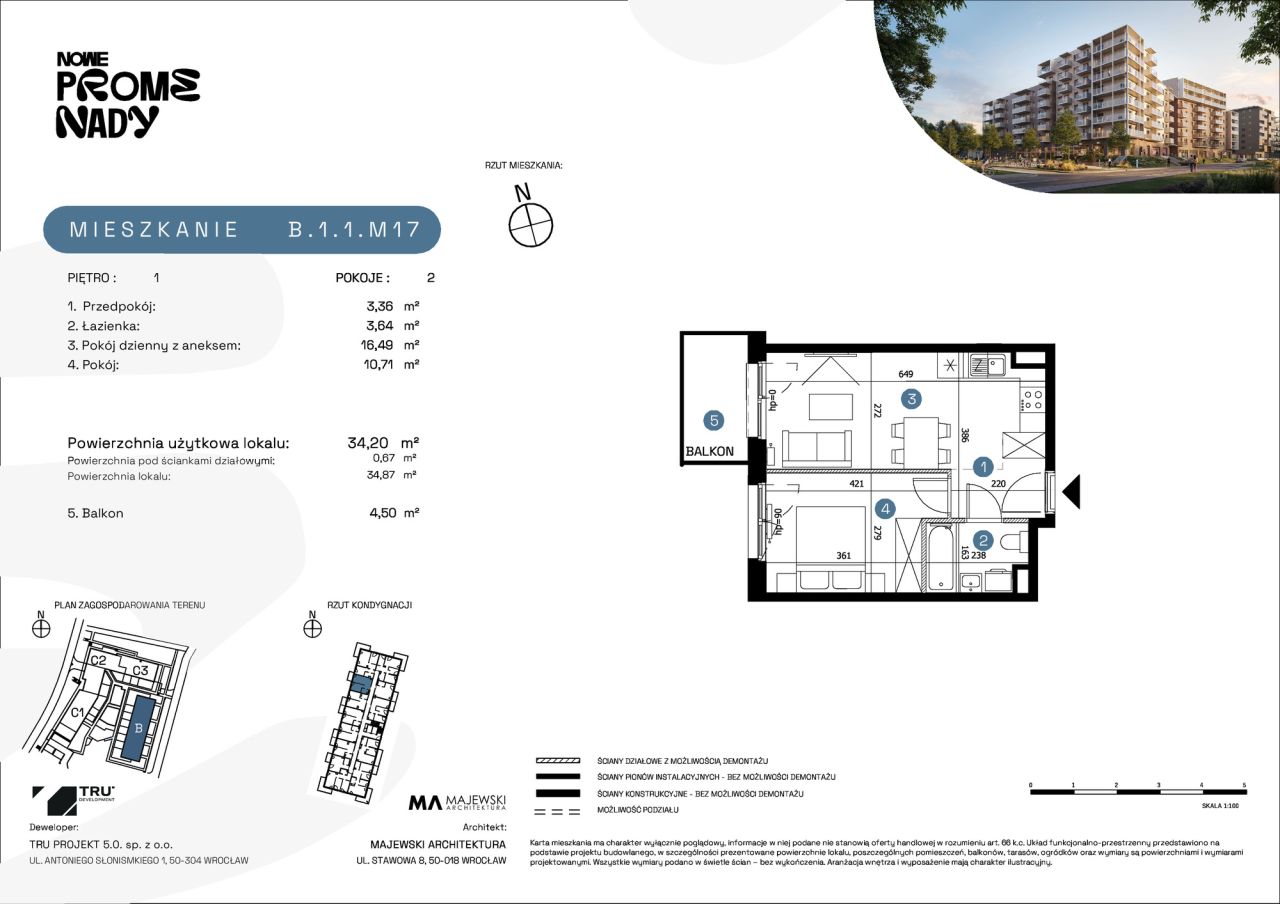 Mieszkanie 2-pokojowe Wrocław Psie Pole, ul. Jana Czochralskiego. Zdjęcie 9