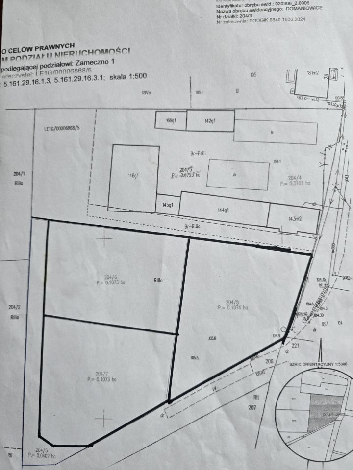 Działka budowlana Domaniowice Zameczno