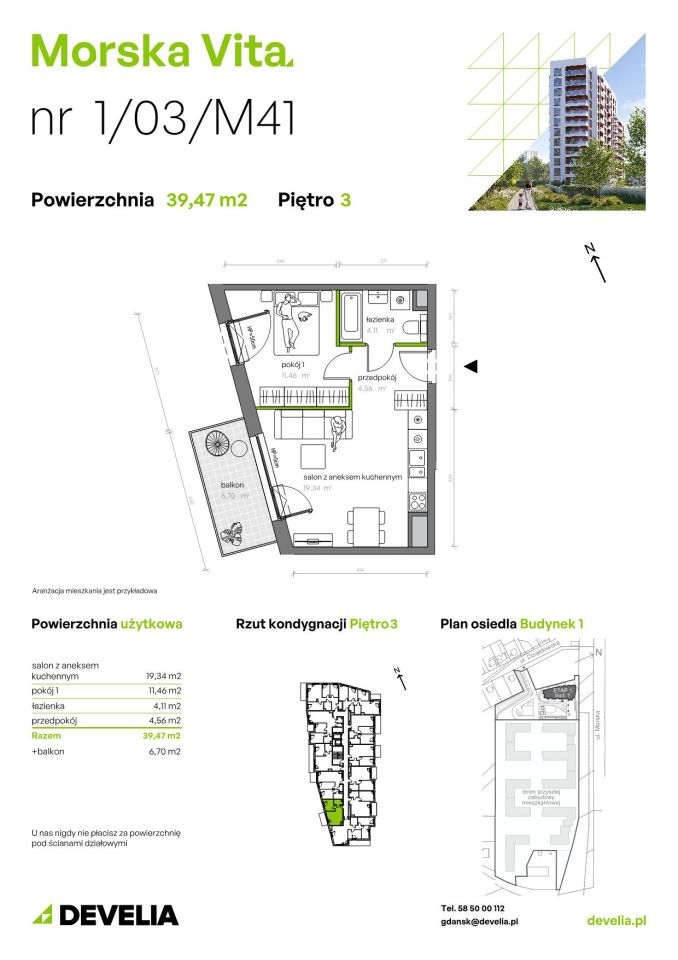 Mieszkanie 2-pokojowe Gdynia Leszczynki, ul. Działdowska. Zdjęcie 7