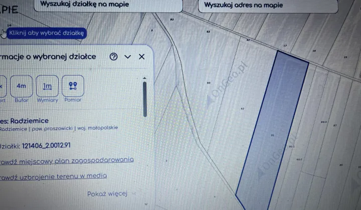 Działka rolna Radziemice