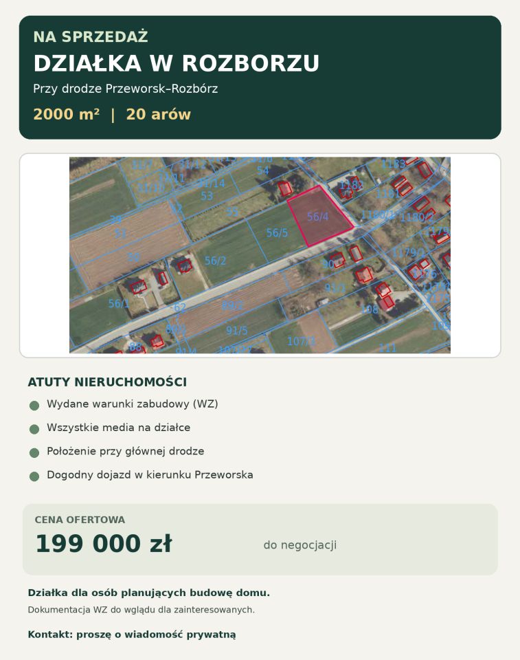 Działka rolno-budowlana Rozbórz. Zdjęcie 1