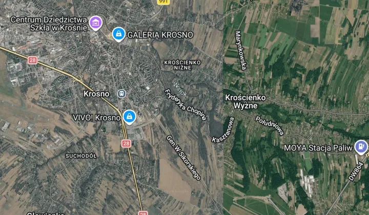 Działka budowlana Krosno Krościenko Niżne, ul. Fryderyka Chopina