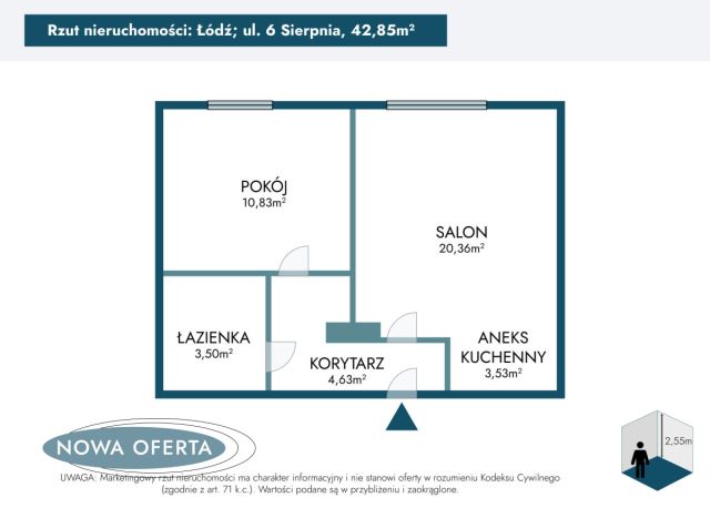 Mieszkanie 2-pokojowe Łódź Polesie, ul. 6 Sierpnia. Zdjęcie 14
