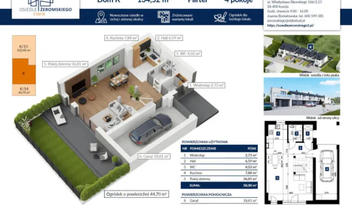 dom szeregowy, 4 pokoje Tobolice, ul. Bliska