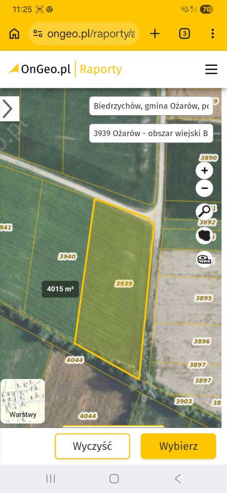 Działka rolna Biedrzychów. Zdjęcie 1