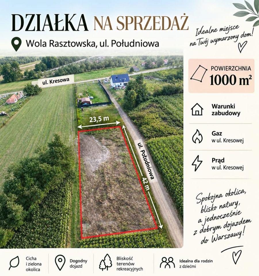 Działka budowlana Wola Rasztowska, Południowa. Zdjęcie 1
