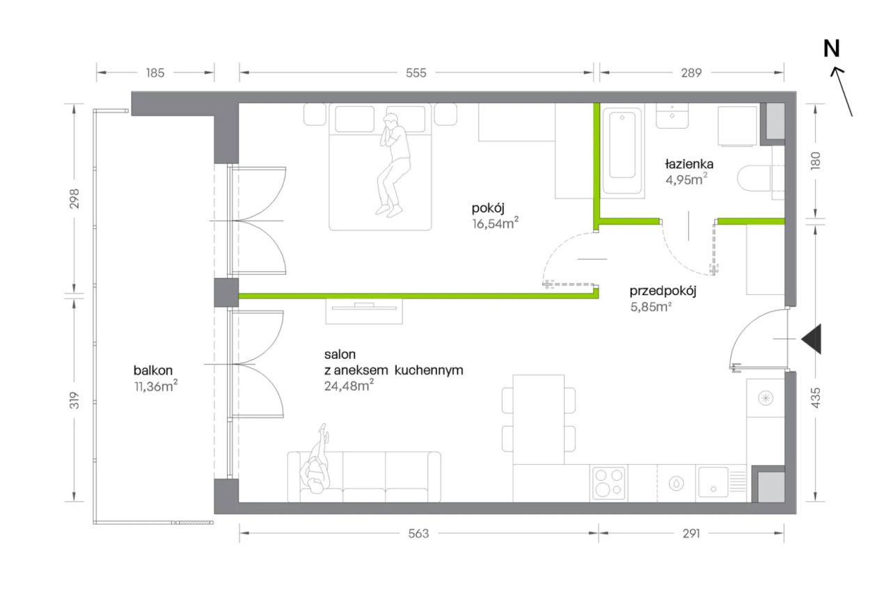 Mieszkanie 2-pokojowe Kraków Krowodrza, ul. Żabiniec. Zdjęcie 7