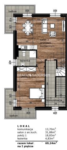 Mieszkanie 5-pokojowe Kraków Podgórze, ul. Myśliwska. Zdjęcie 3