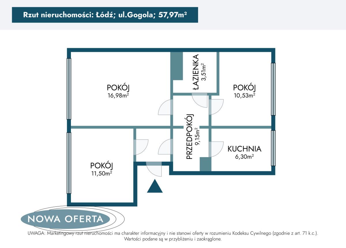Mieszkanie 3-pokojowe Łódź Widzew, ul. Mikołaja Gogola. Zdjęcie 26