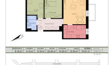 Mieszkanie 3-pokojowe Święta Katarzyna, ul. Kasztanowa