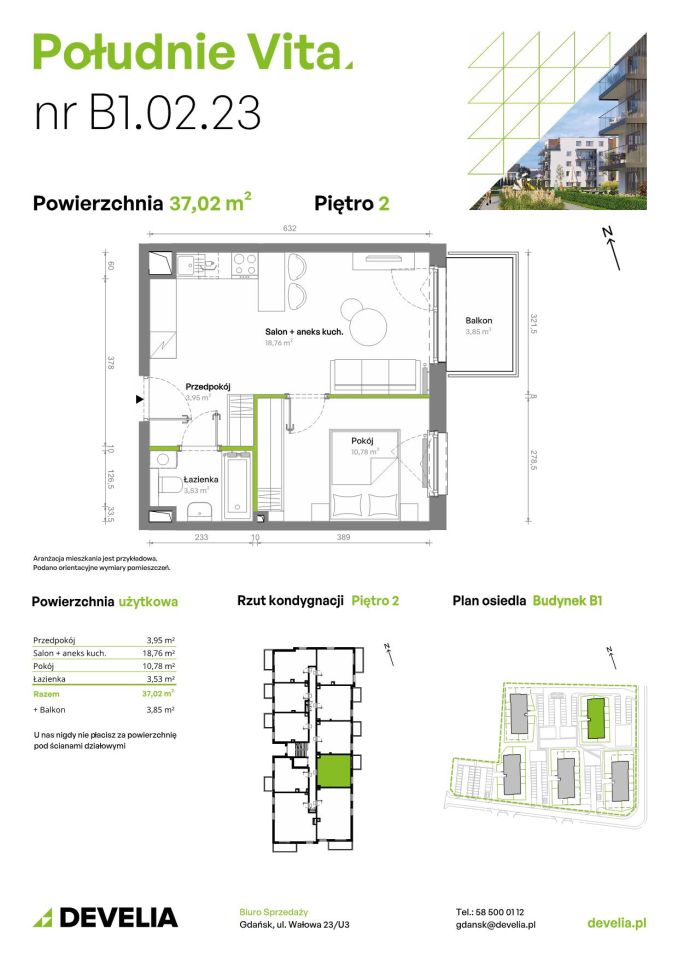 Mieszkanie 2-pokojowe Gdańsk Orunia Górna, ul. Kazimierza Wielkiego. Zdjęcie 7