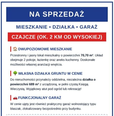 bliźniak, 2 pokoje Czajcze. Zdjęcie 1
