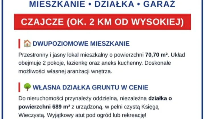 bliźniak, 2 pokoje Czajcze