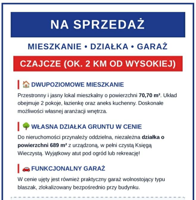 bliźniak, 2 pokoje Czajcze. Zdjęcie 1