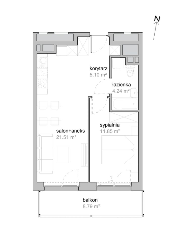 Mieszkanie 2-pokojowe Wrocław Tarnogaj, ul. Piękna. Zdjęcie 7