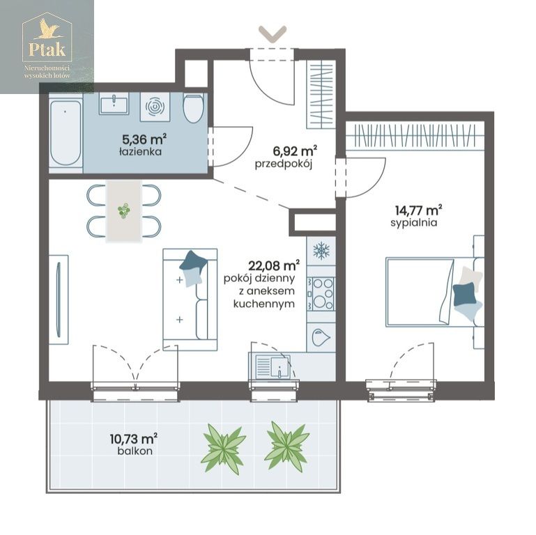 Mieszkanie 2-pokojowe Poznań Naramowice, ul. Bielicowa. Zdjęcie 3