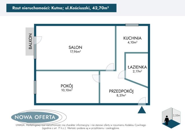 Mieszkanie 2-pokojowe Kutno, ul. Kościuszki. Zdjęcie 16