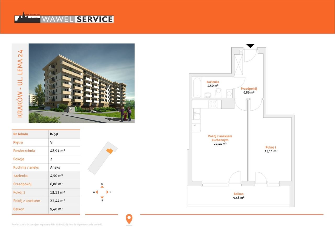 Mieszkanie 2-pokojowe Kraków, ul. Stanisława Lema. Zdjęcie 4