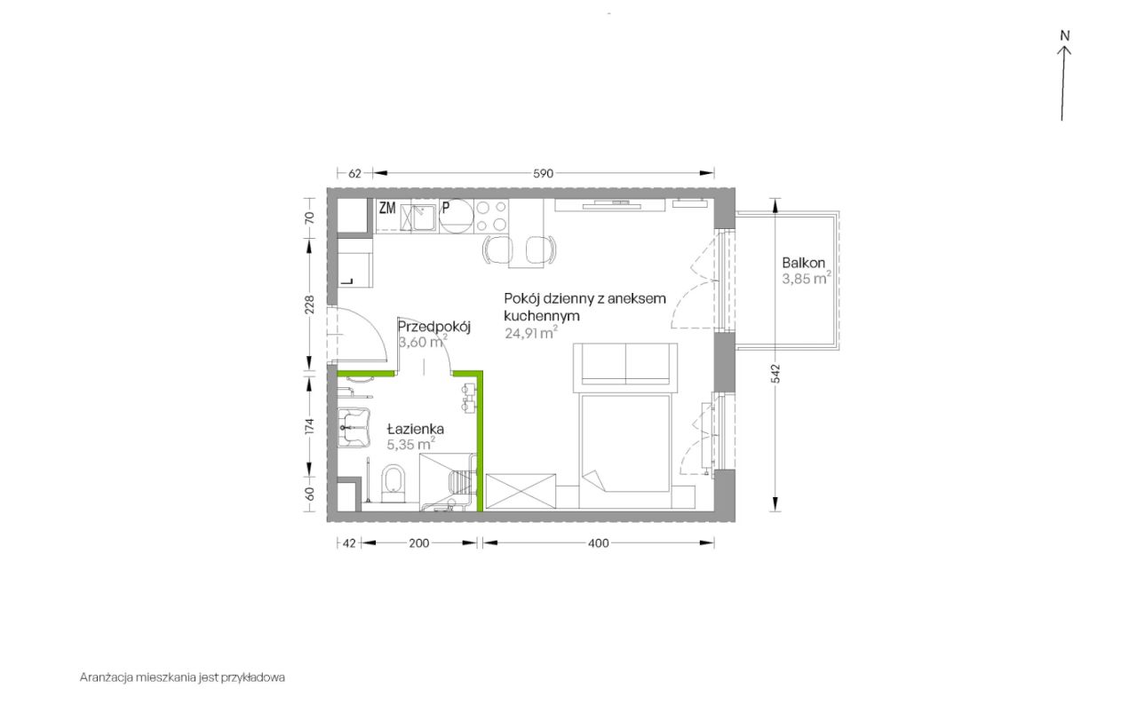 Mieszkanie 1-pokojowe Kraków Czyżyny, ul. Romana Ciesielskiego. Zdjęcie 14