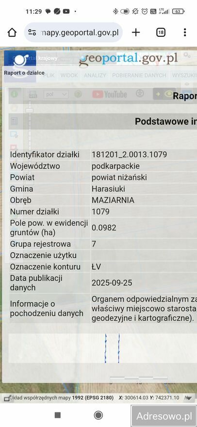 Działka rolna Maziarnia