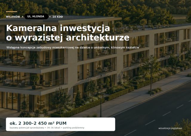 Działka inwestycyjna Warszawa Wilanów, ul. Księdza Prymasa Augusta Hlonda. Zdjęcie 1