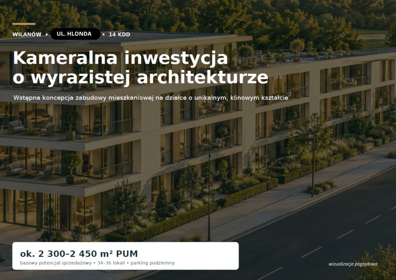 Działka inwestycyjna Warszawa Wilanów, ul. Księdza Prymasa Augusta Hlonda. Zdjęcie 1