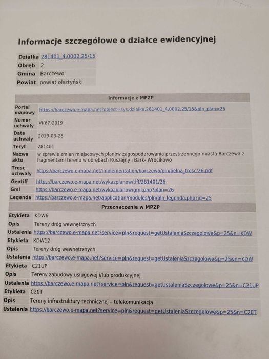 Działka inwestycyjna Barczewo. Zdjęcie 2